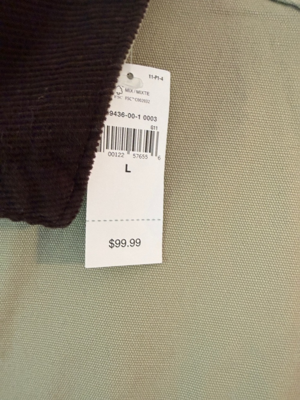 GAP Men's Khaki Barn Jacket with Dark Brown Corduroy Collar - Picture 3 of 7